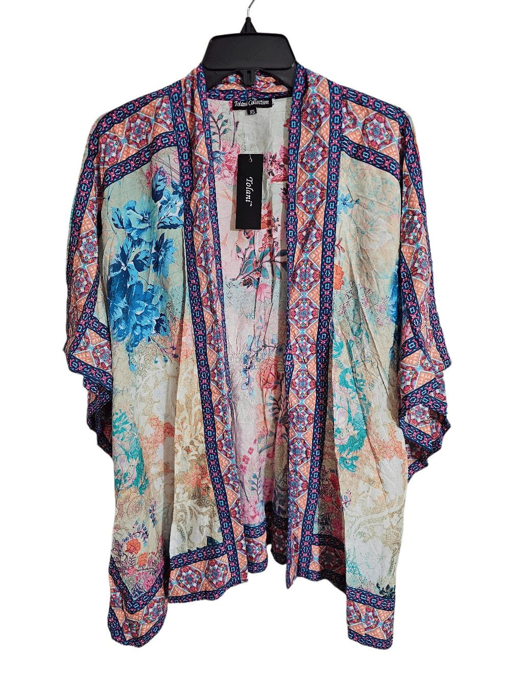 Tolani Raelyn Cropped Kimono Top Floral Multicolor Boho India XS NWOT