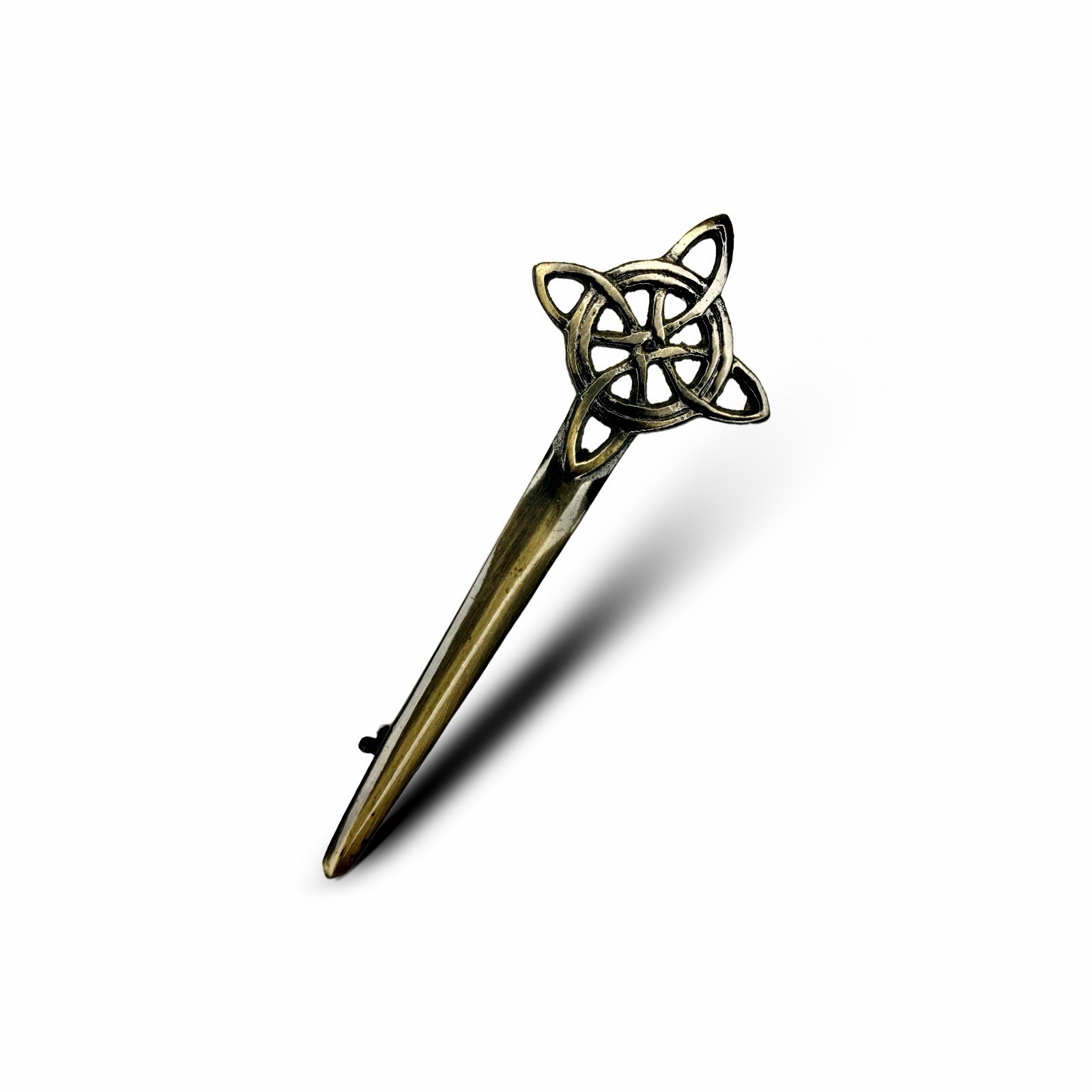 Scottish Celtic Circle 4” Brass Antique Finish Kilt Pin