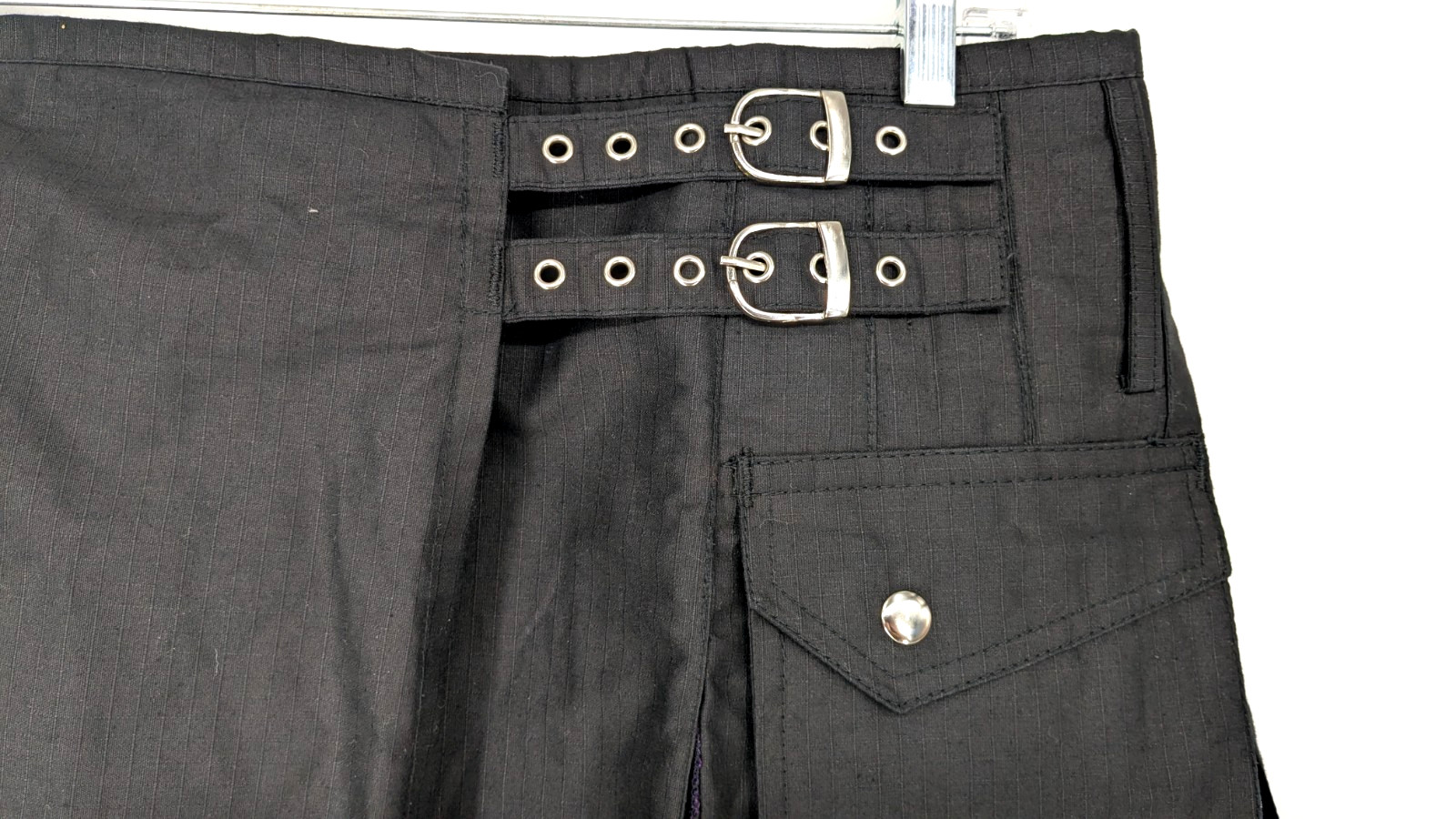 GOT KILT SIZE 34 Black Cotton Utility – Scottish – Unisex – Silver Hardware