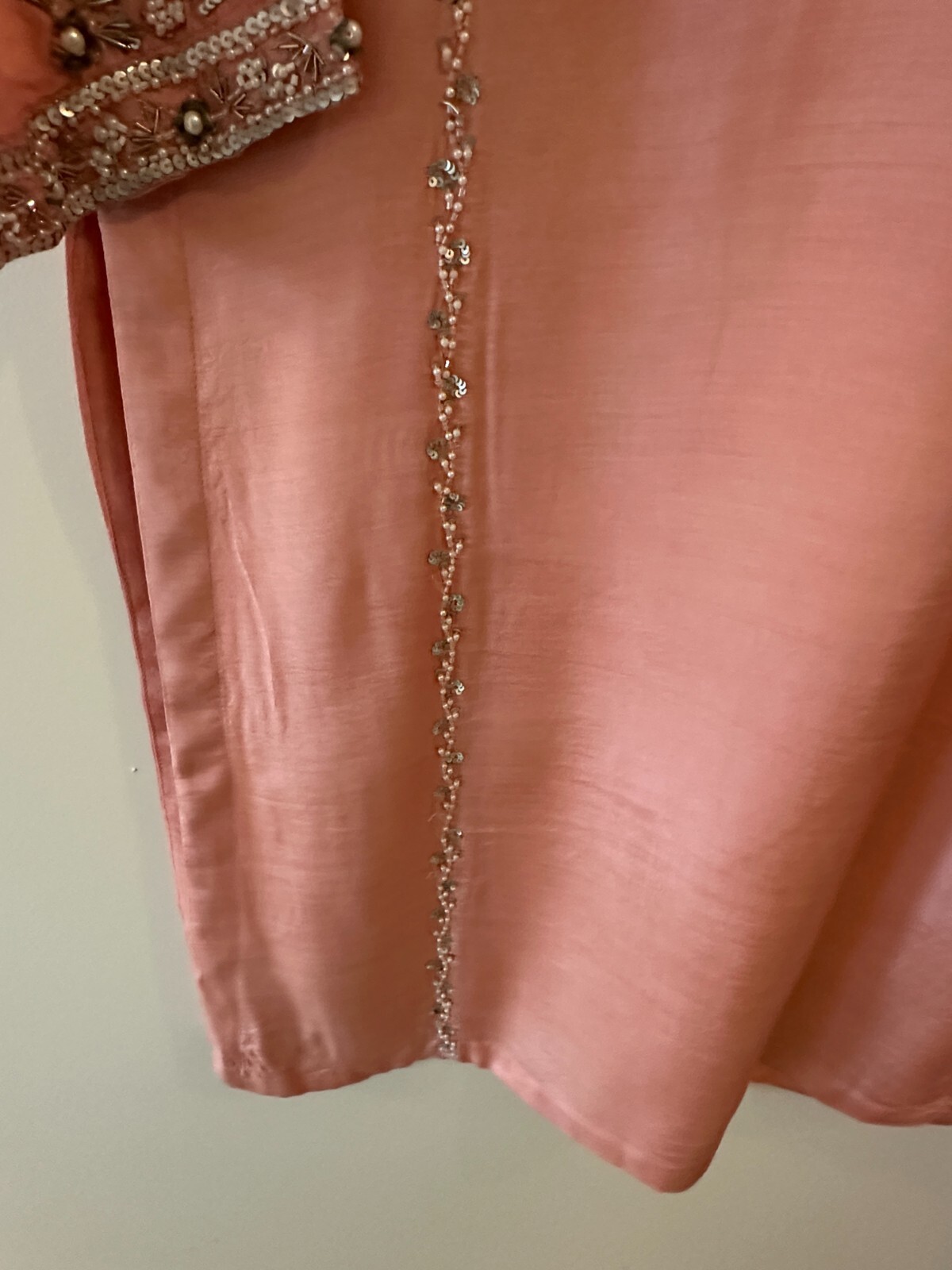 Sheep Peach Raw Silk Embroidered Shalwar Kameez – Size 14