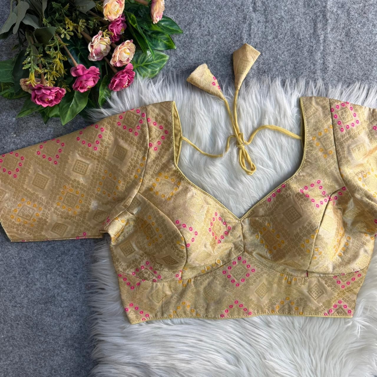 Saree Blouse Readymade Designer Sari Choli Indian Partywear work silk crop Top