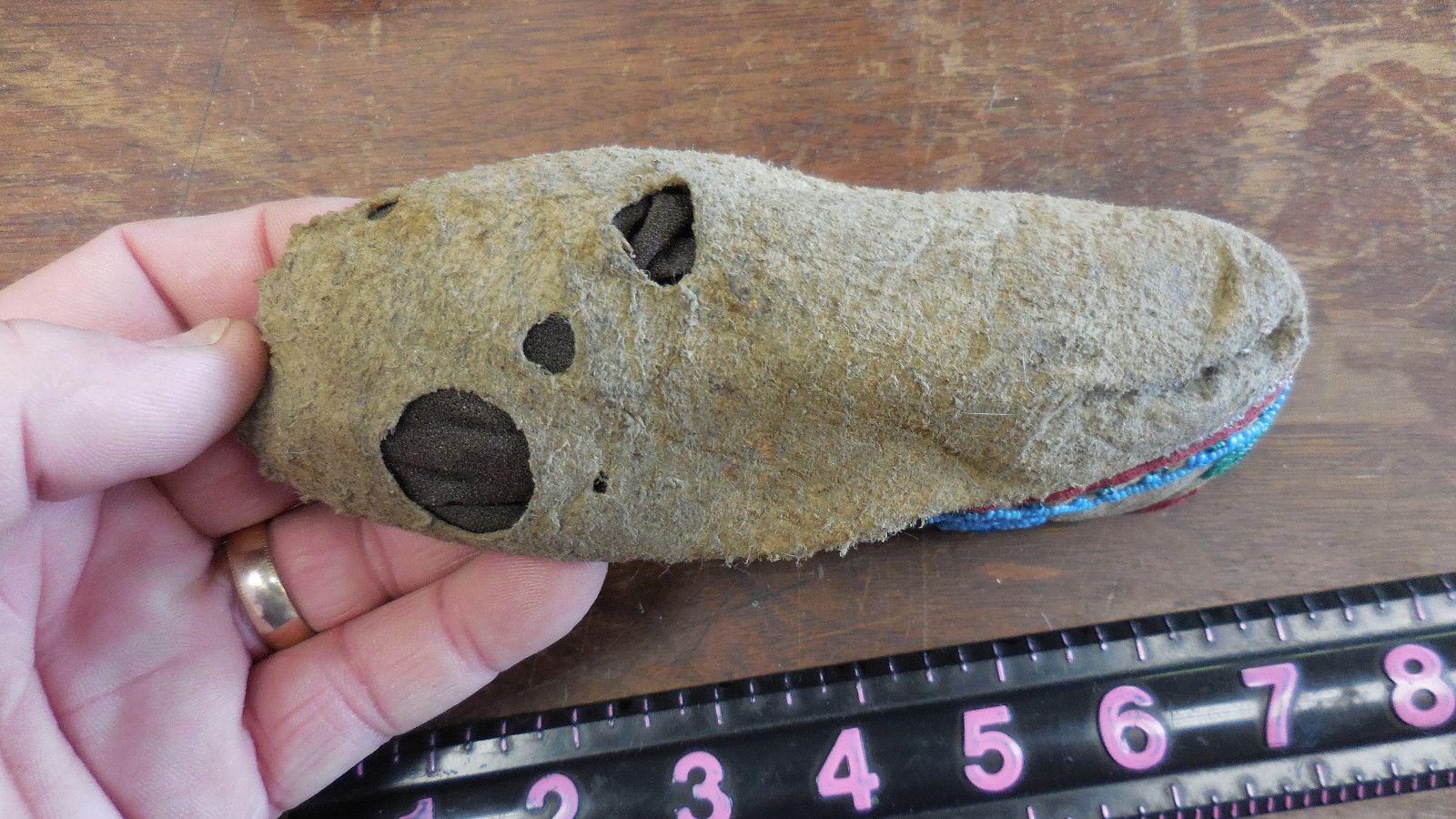 Authentic Native American Beaded Baby Moccasins–some damage