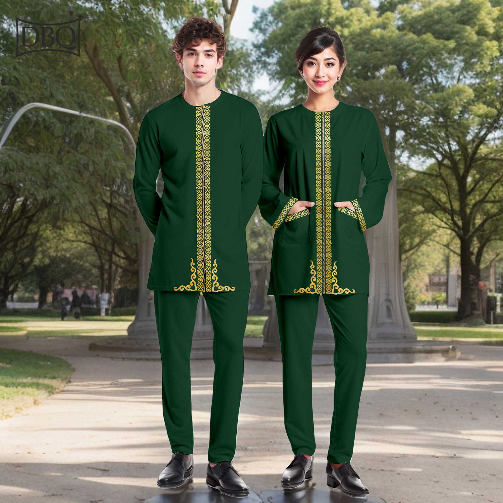 African Clothes for Couple Embroidery Blazer and Pants Set for Men and Women