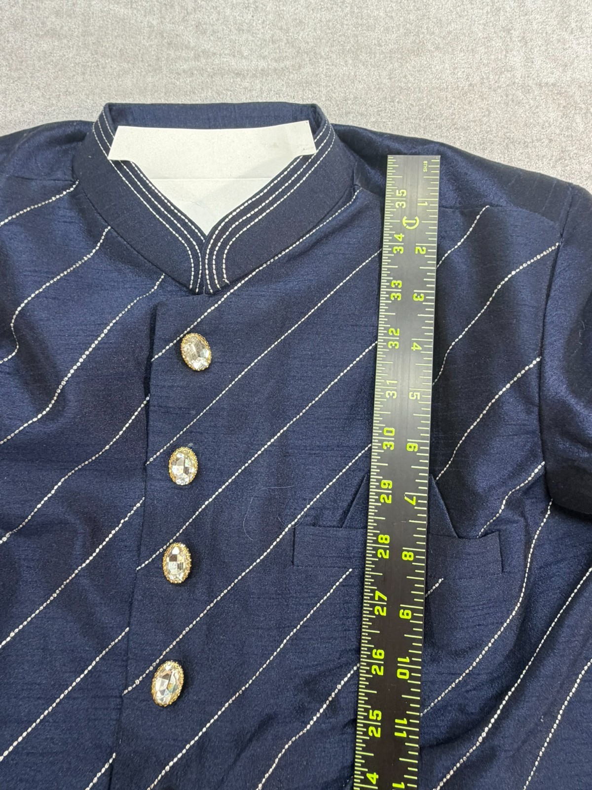 New Navy Blue South Asian Kurta Size 32 Gold Buttons