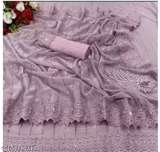 Women’s Traditional SAREE WITH MIRROR WORK & CHEMICAL LACE AND DIMOND HAND WORK
