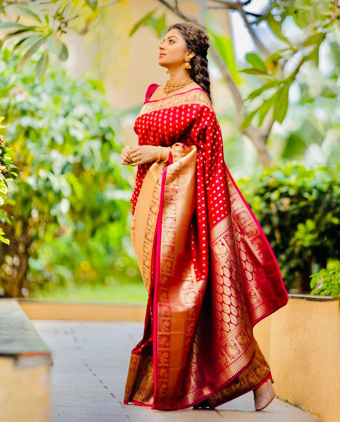 Pure Banarasi Copper Zari Weaving Work Saree Indian Party Wear Sari Wedding Wear