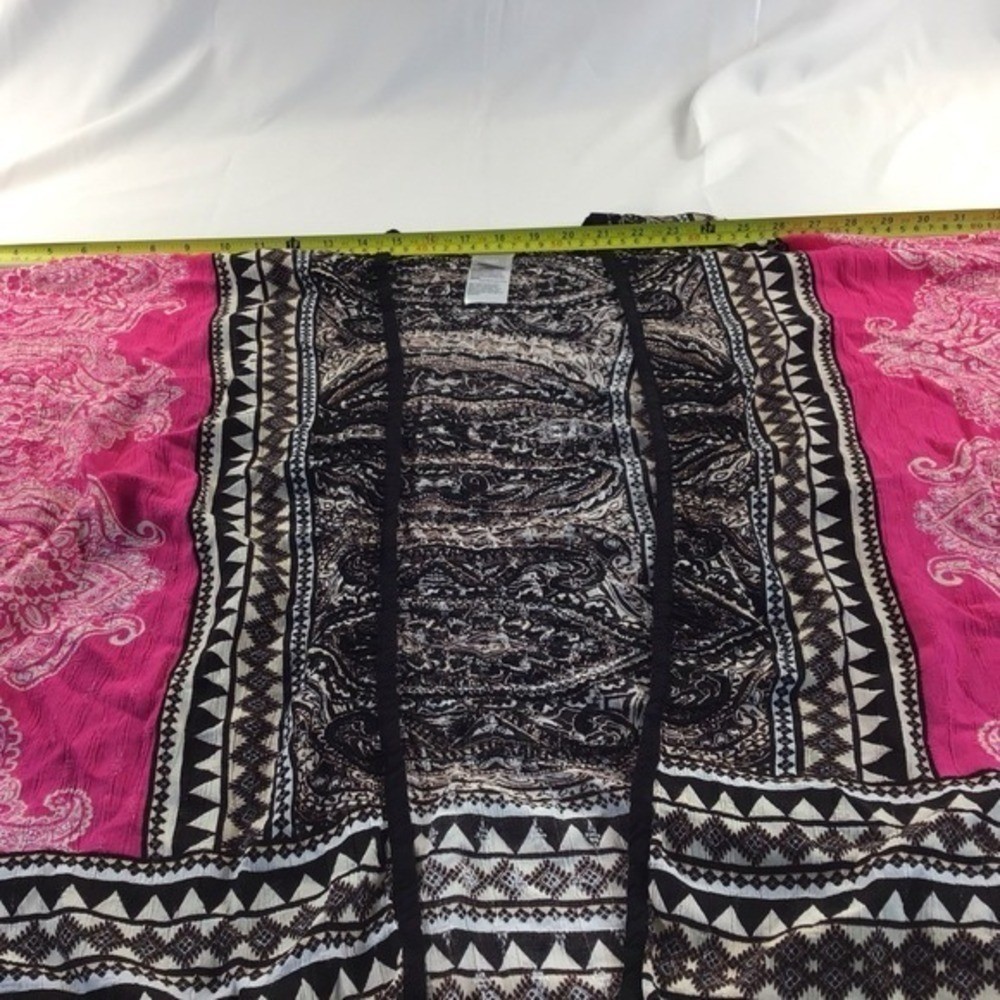 Chico’s Hot Pink And Black Embroidered Boho Kimono Size S/M