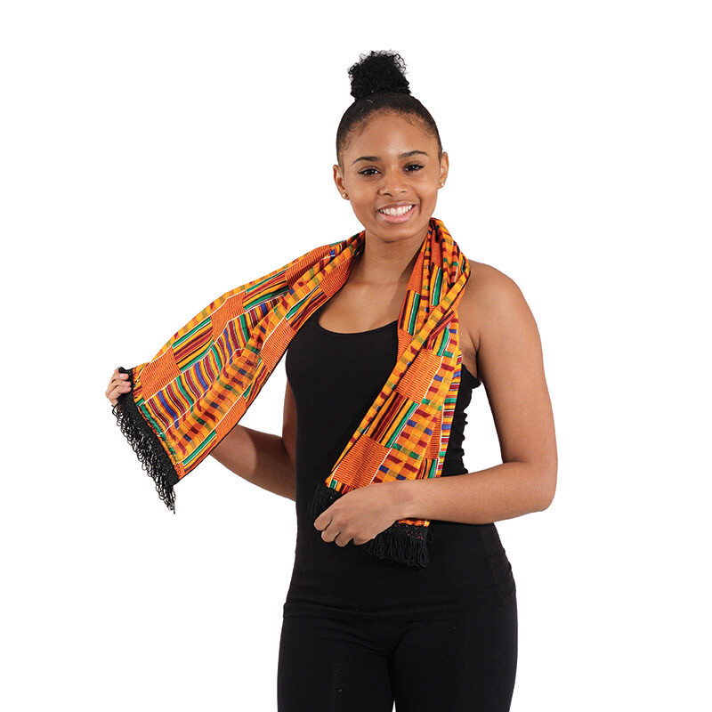 Kente Scarf 100% Cotton African Print Unisex African Kente Scarf Table Runner