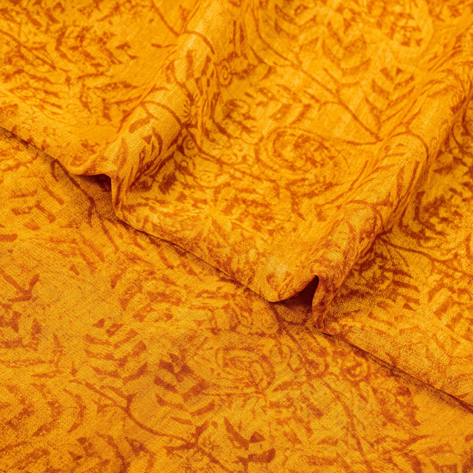 Sanskriti Vintage Mustard Yellowpure Georgette Sarees Floral Print 5.5+Yd Fabric