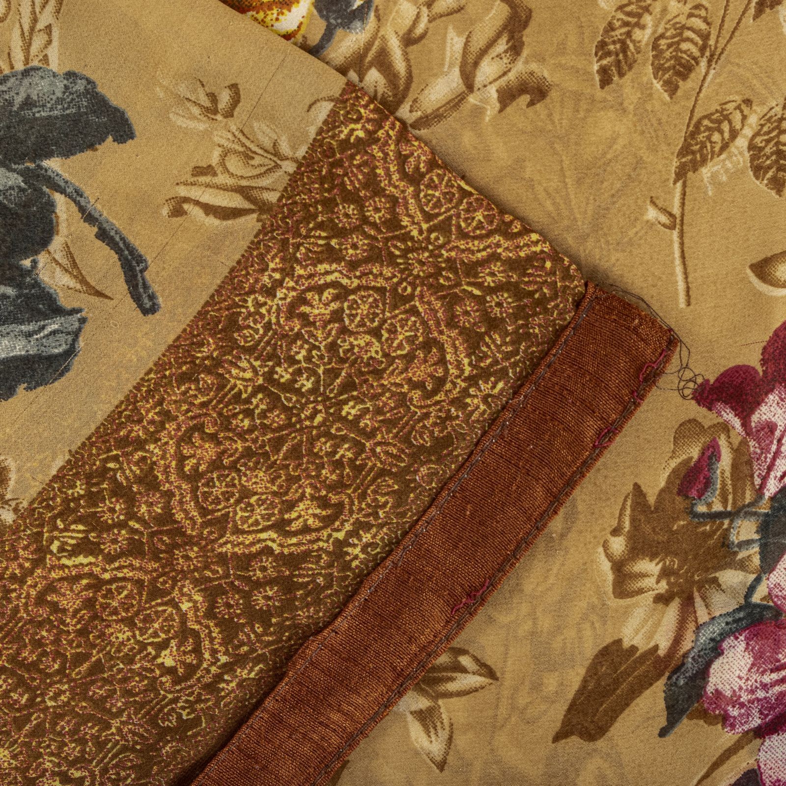 Sanskriti Vintage Saree Brown Georgette Digital Print Floral Sari 5 Yard Fabric