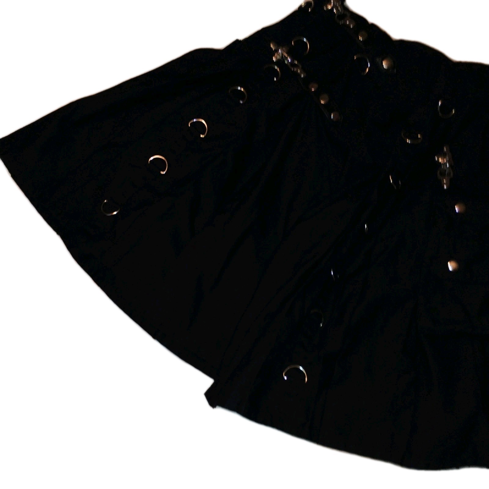 Scottish Unique Shop Grand Gothic Utility Kilt Black Cotton Men Size 42 Accents
