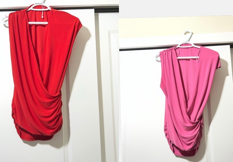 Zara red and fuchsia pink tops shirt short sleeves crossbody size medium