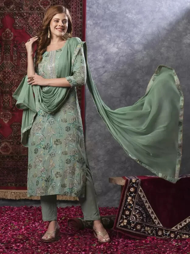Women Designer Cotton Rayon Kurta Set Indian Bollywood Top Tunic Kurti Pant Set