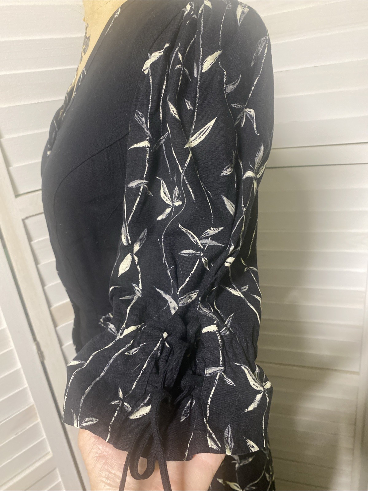 VTG Black Viscose Floral German Bavarian Long Dirndl Dress Oktoberfest Large
