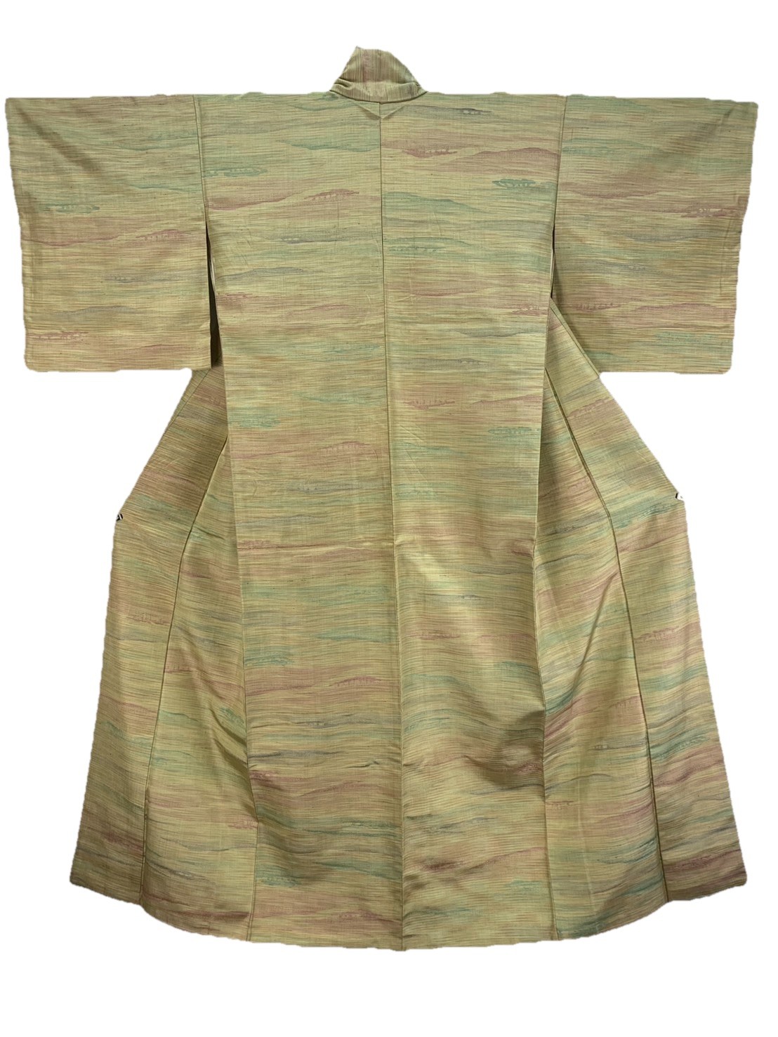 Vintage Tsumugi Kimono Japan Pure Silk Stripe Pattern Unused Casual Traditional