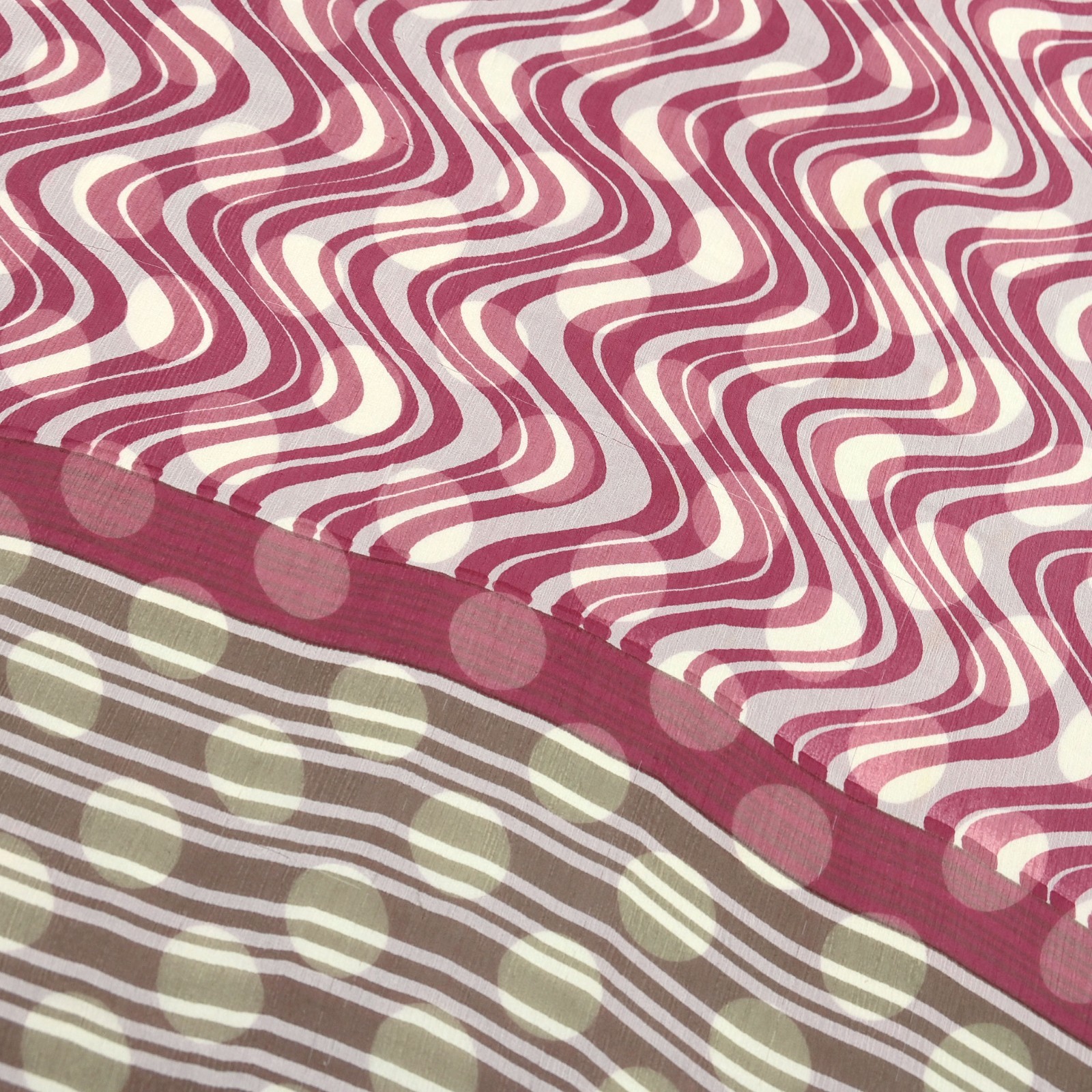 Vintage Pure Chiffon Silk Saree Printed Abstract 5 Yards Fabric DressMaking Zari