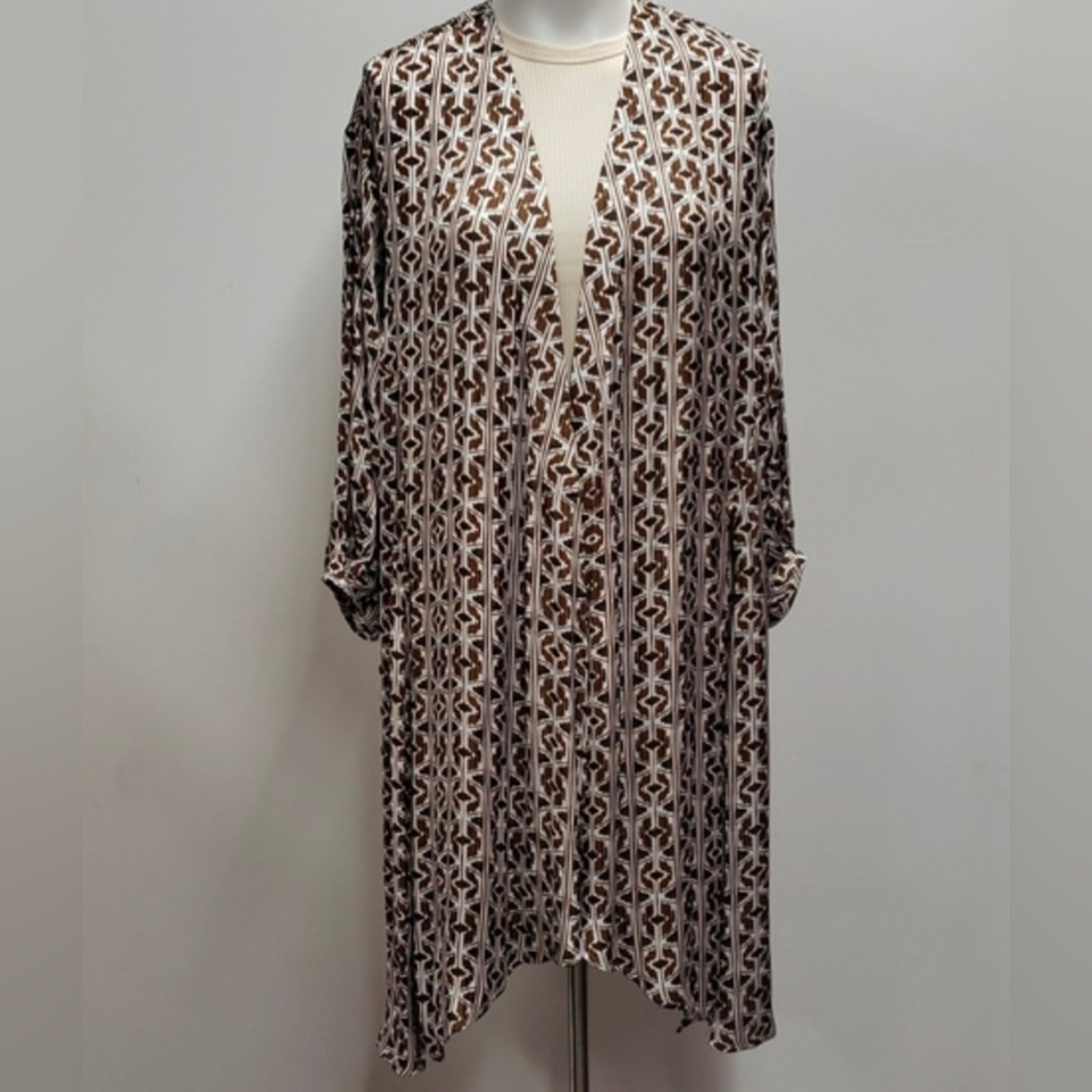 Chico’s Longline Geometric Kimono Women’s Size Small/Medium Travel Effortless