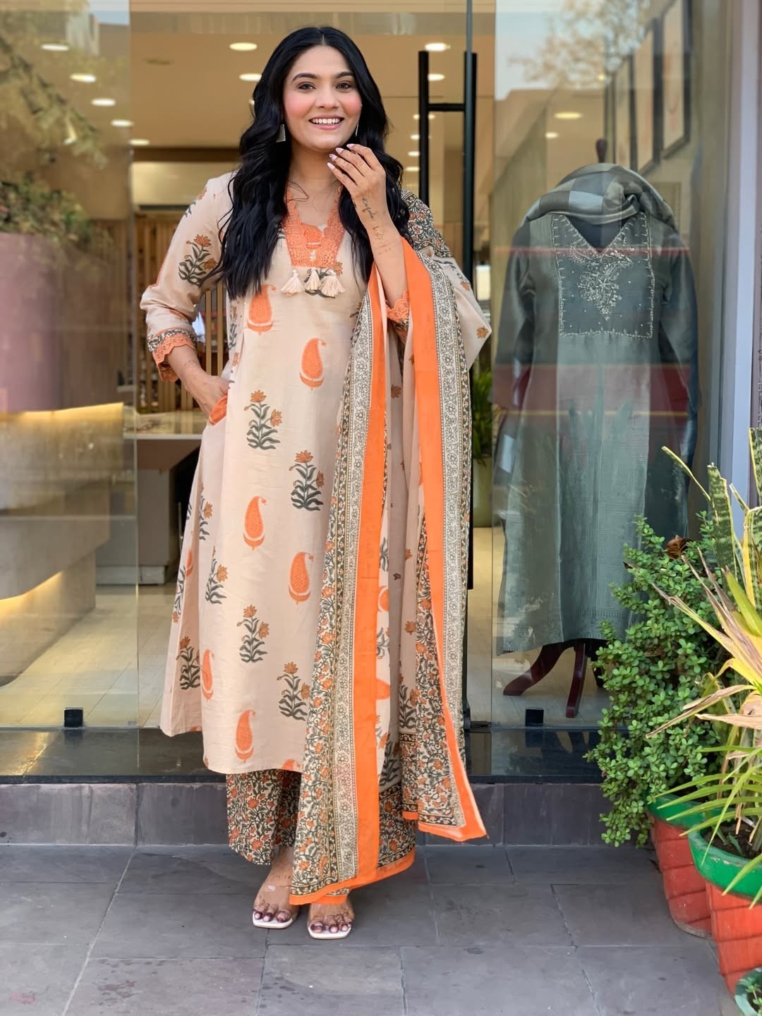 Beautiful Blockprinted Aline Kurta Palazzo Dupattas Set Indian Women’s Kurti Set