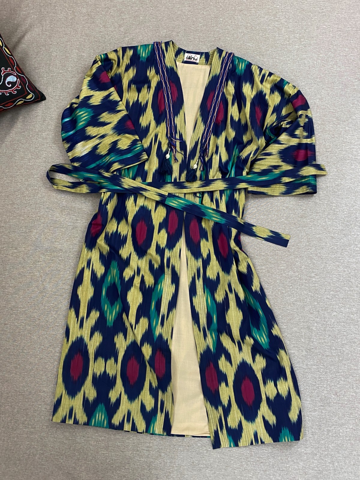 Uzbek Ikat Chapan Handmade Cotton Kimono Kaftan Boho Jacket Robe Festival Coat
