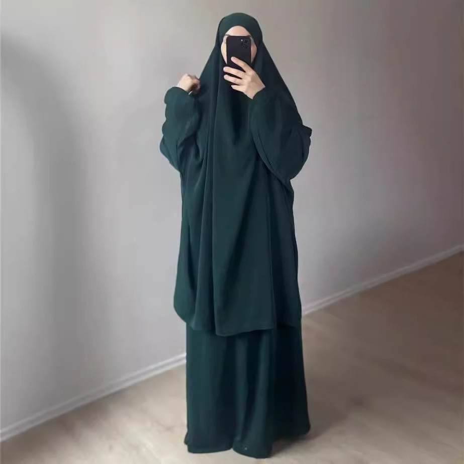 Muslim Women Kaftan Overhead Large Khimar Abaya Burka Ramadan Prayer Plain Set