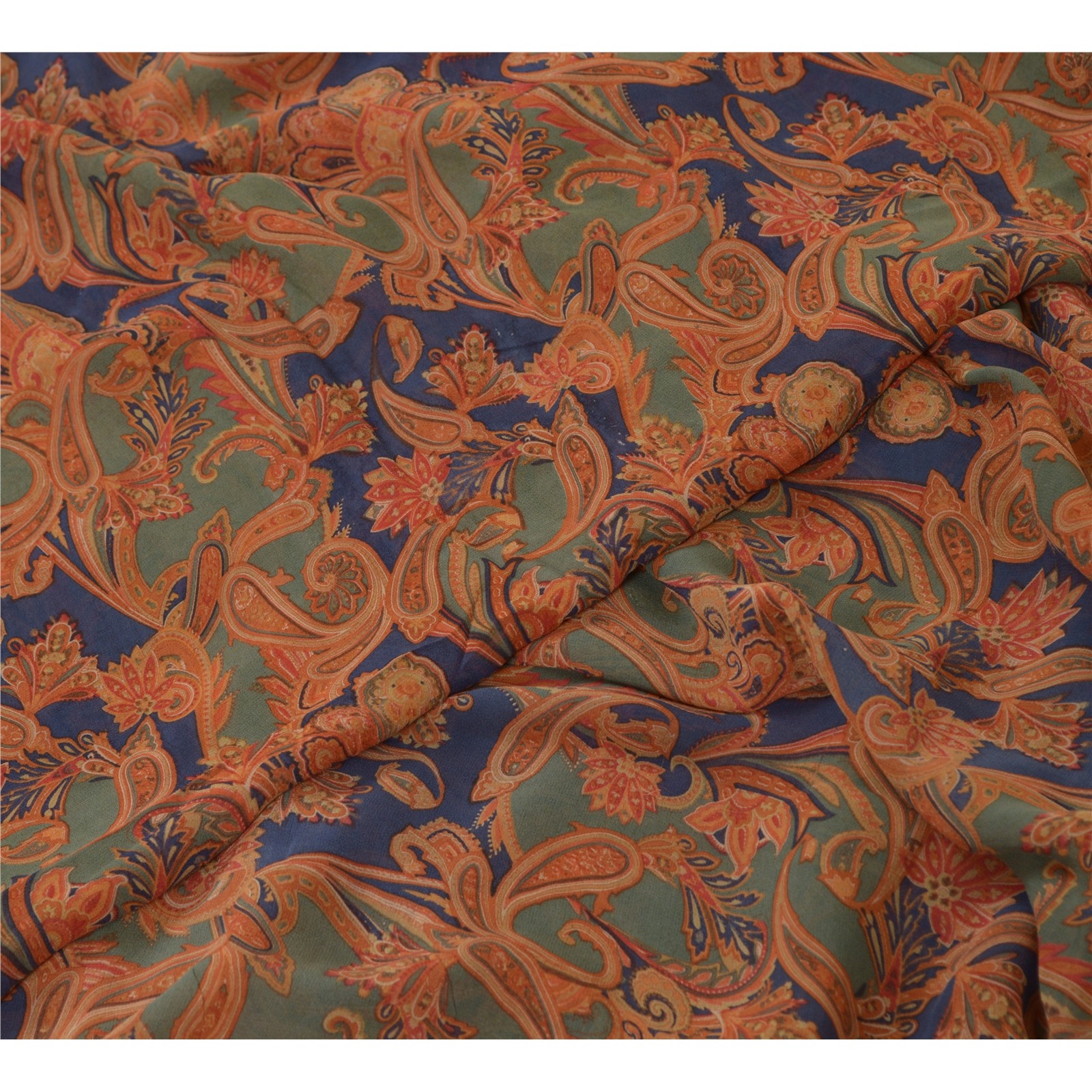 Sanskriti Vintage Sarees Multi Pure Georgette Silk Printed Sari Craft Fabric