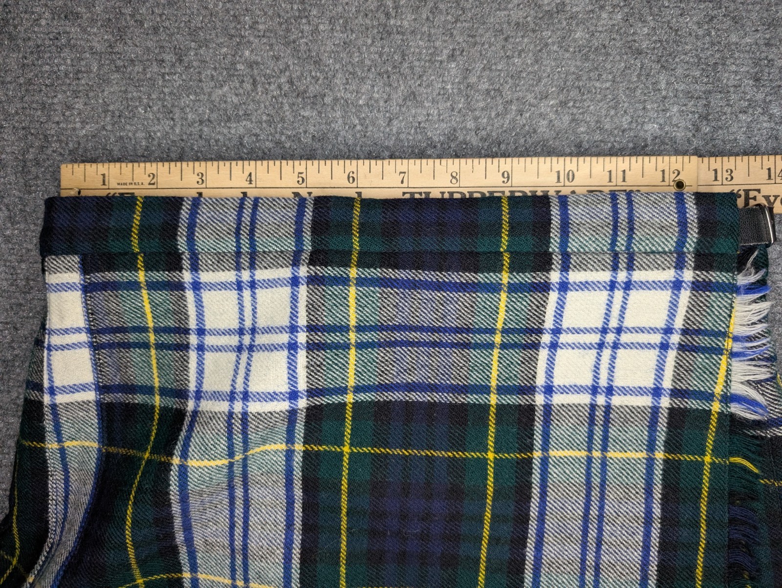 Pure New Wool Kilt Skirt Women’s 10 GreenTartan Scotland Knitwear Plaid VTG