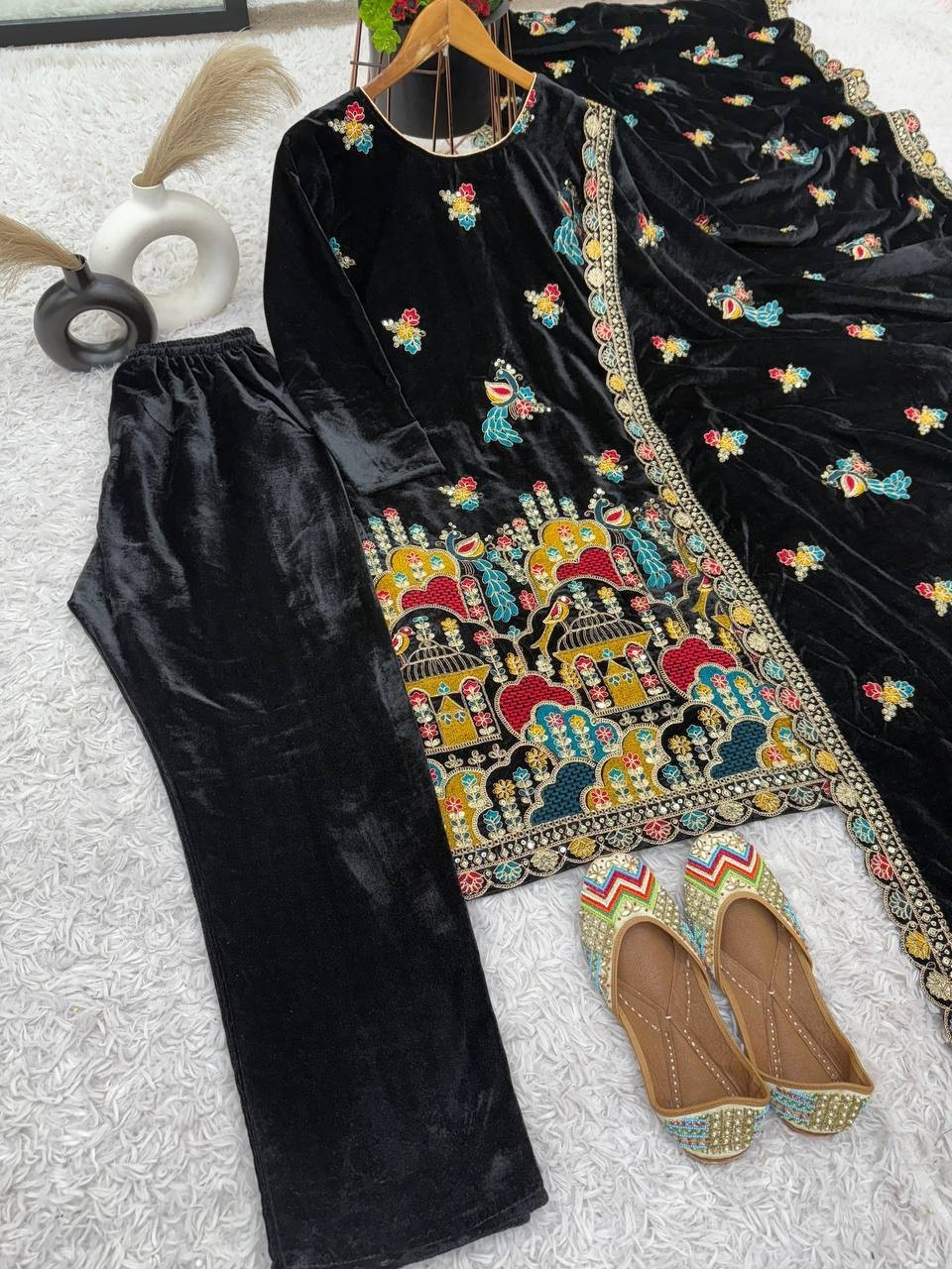 Velvet Suits Pakistani Salwar Kameez Ready made Wedding Dress Party Bollywood L