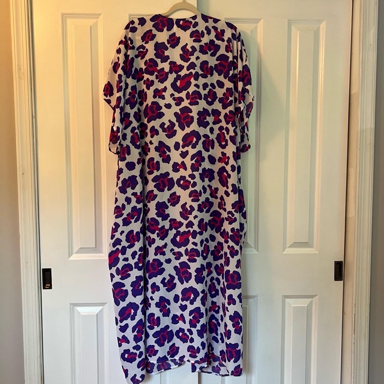 Peace Love Cake Leopard Print Purple Magenta Open Front Kimono Coverup Size M