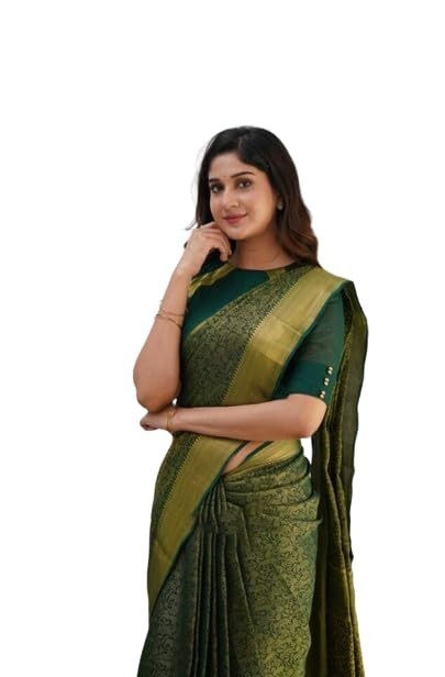 Women’s Kanjivaram Silk Saree With Handloom Weaving Work With Blouse