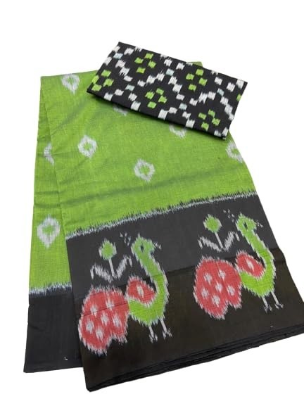 Women’s New Plain Linen Digital Print Saree With Unstitched Blouse Piece
