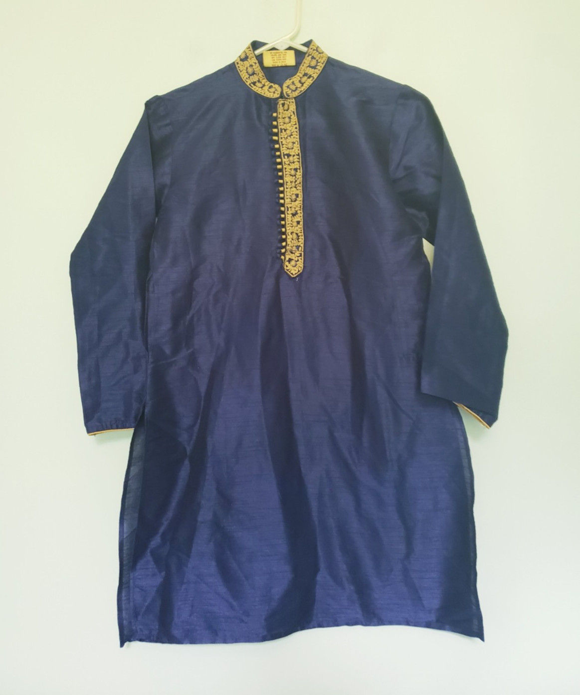 Tathastu Junior Boys 10 70 cm Tunic Kurta Top Satin Floral Embroidery Blue Party