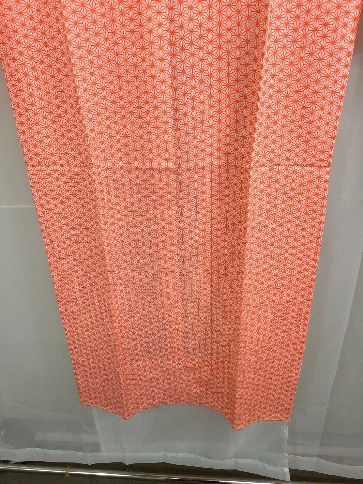 Japanese Vintage Kimono Cotton Tradition Orange Hexagonal Height 130cm