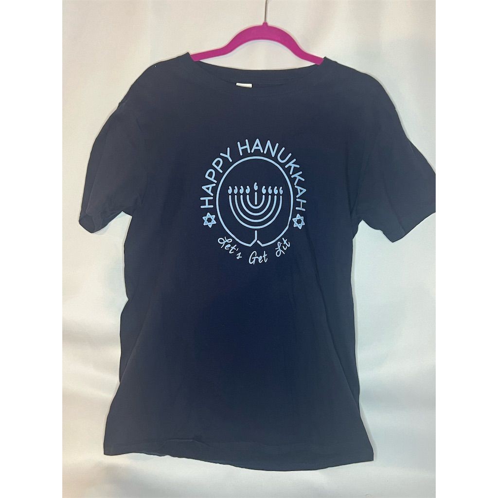 Happy Hanukkah Menorah Unisex T-Shirt Black Size L
