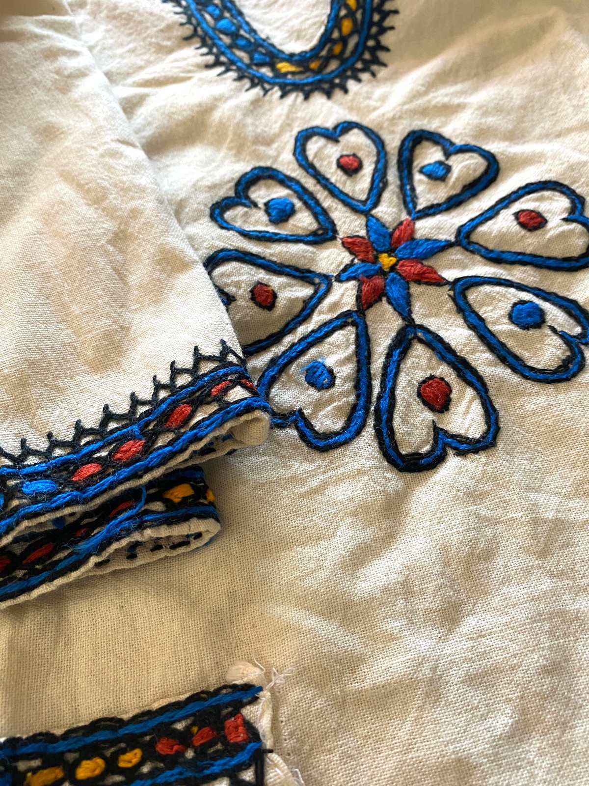 Ethiopian hand stitched, embroidered, Handmade, 2 Piece unisex, kids, not teen
