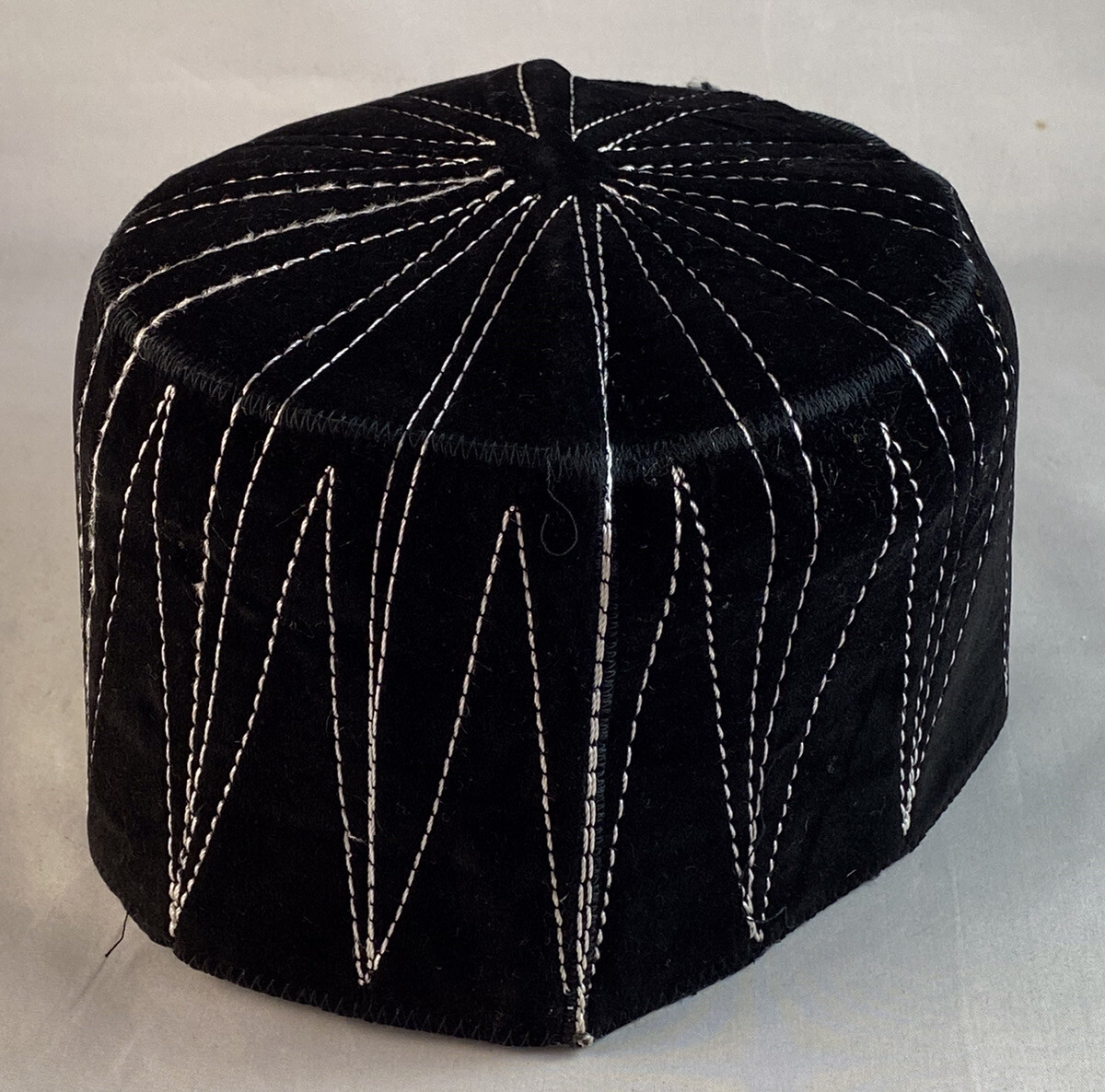 Authentic African Contemporary Native Made Felt Embroidery Fila/ Kufi Hat~22-1/4