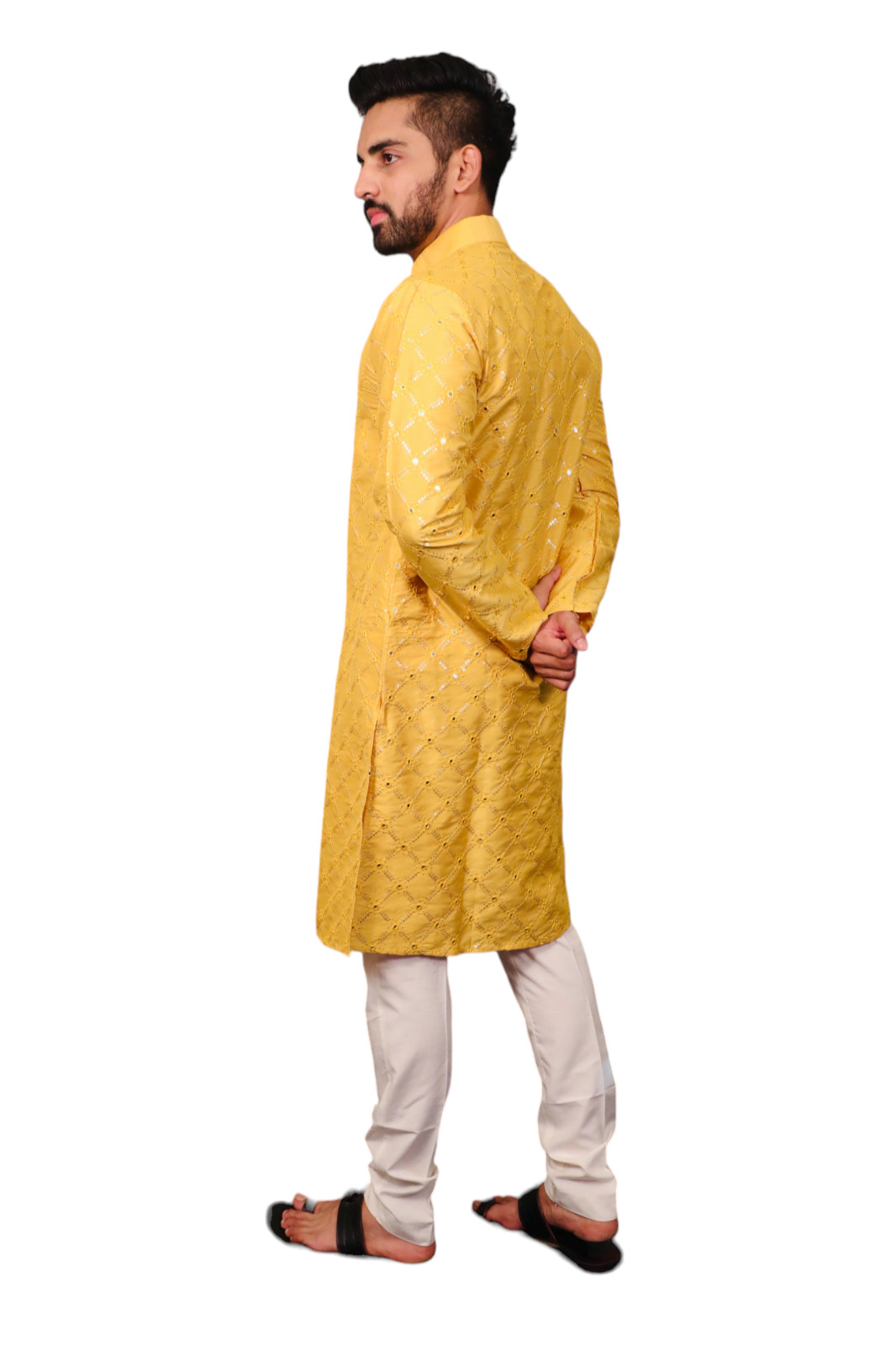 Indian Men’s Ethnic Kurta Pajama Set Wedding Wear Pakistani Sherwani Style Party