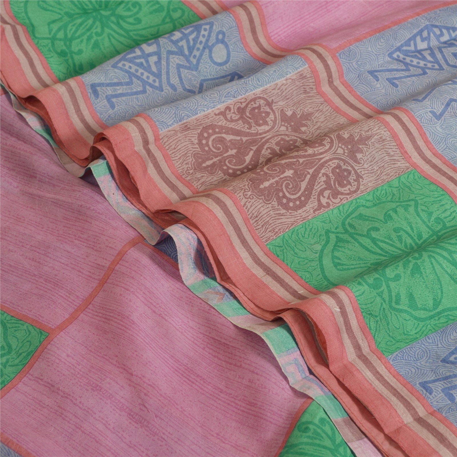 Sanskriti Vintage Sarees Multi Warli Art Pure Silk Tribal Human Printed 5Yd Sari
