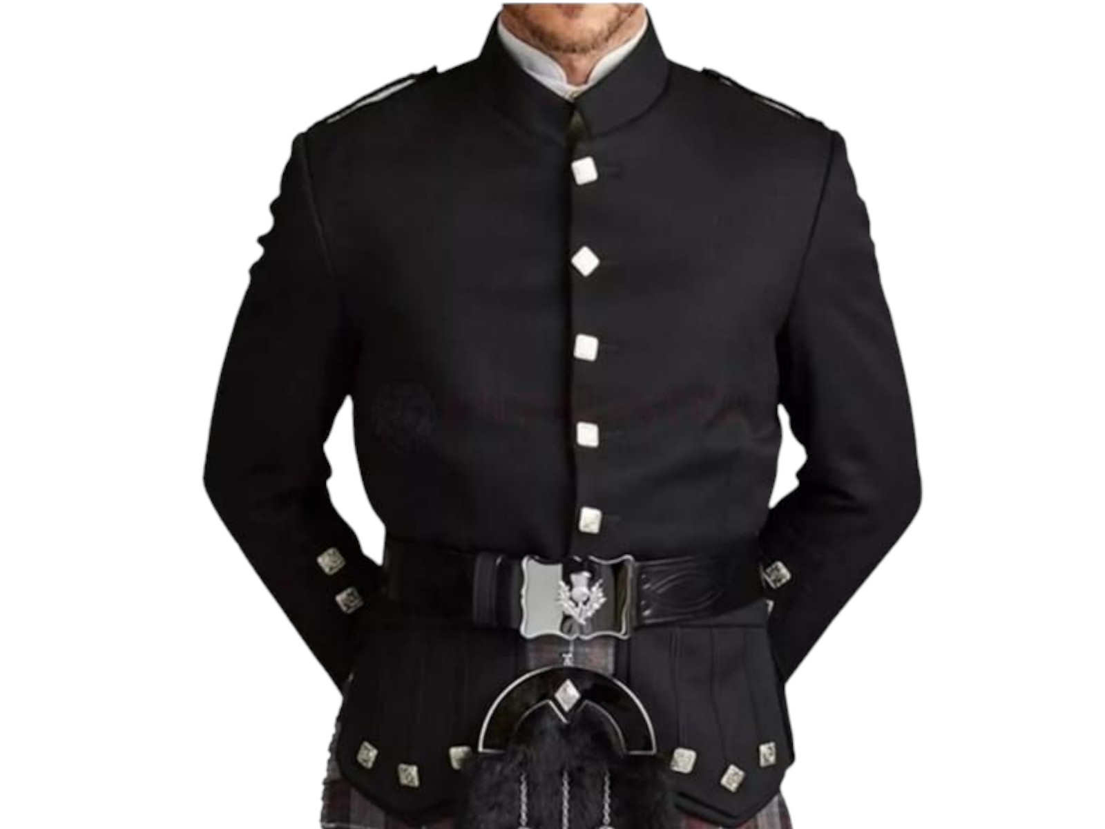 Scottish Black Wool Kenmore Doublet Kilt Jacket For Mens | Wedding Kilts Jackets