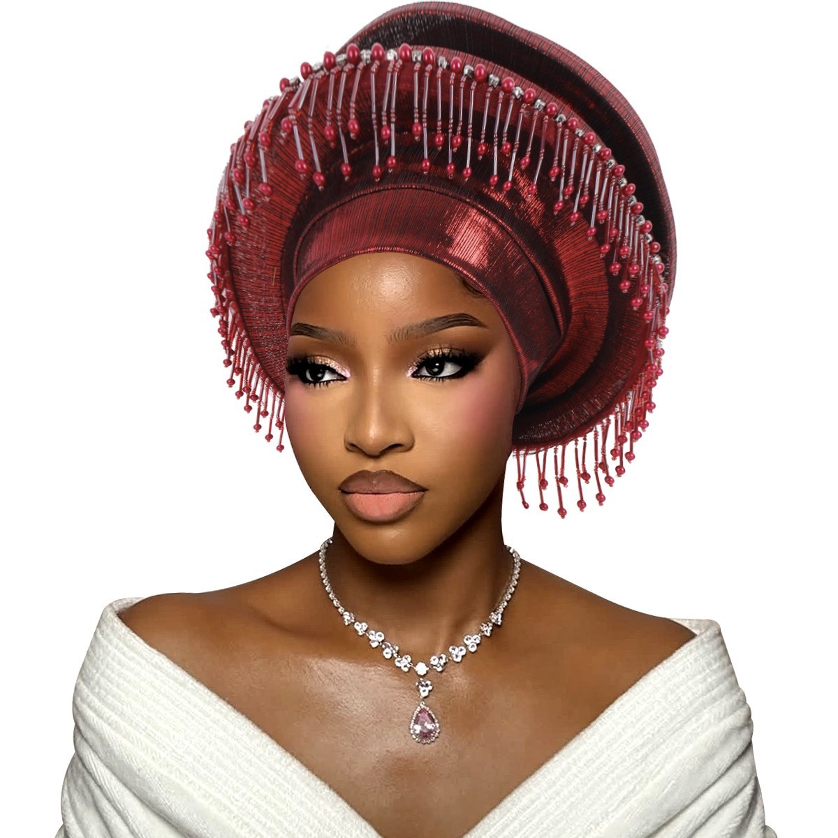 Wedding Headwear Tassel Turban African Women Nigeria Gele Headtie Hijab Bonnet
