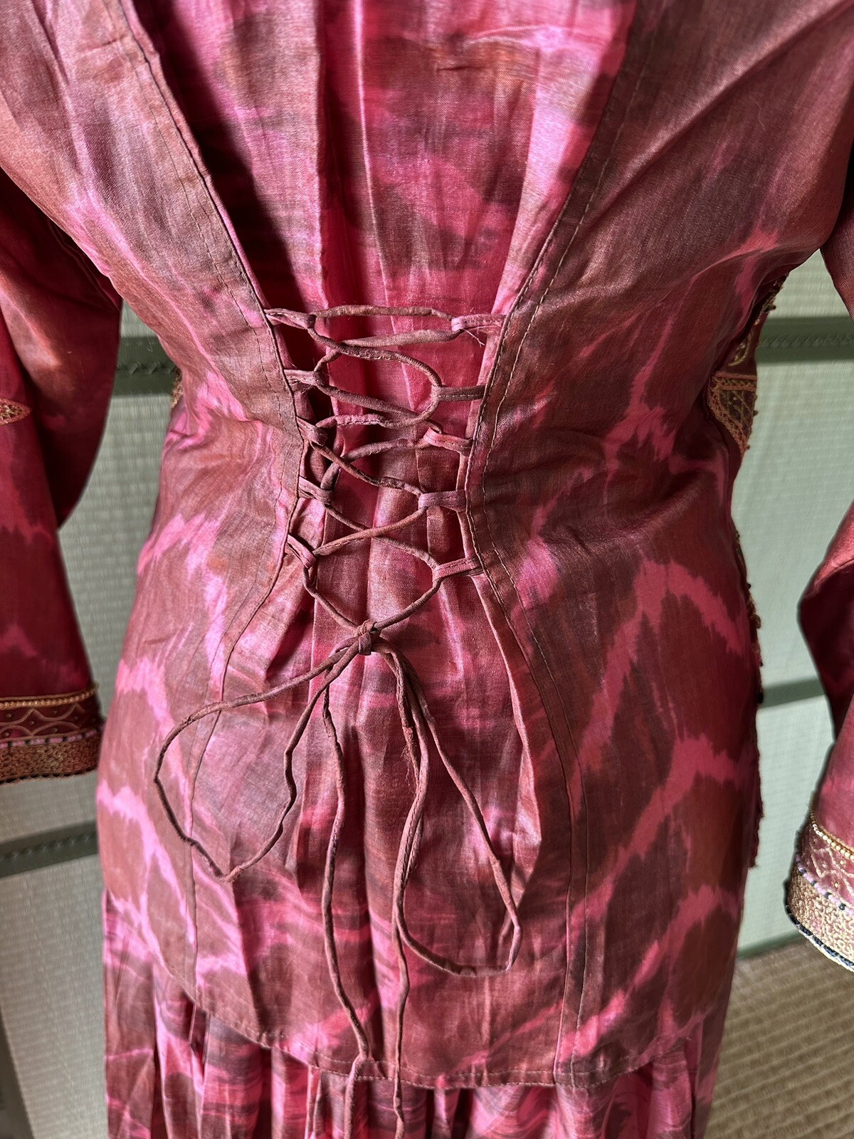 Maroon Lehenga Choli Indian Wedding Bridal Set Silk Embroidery Beading Vintage