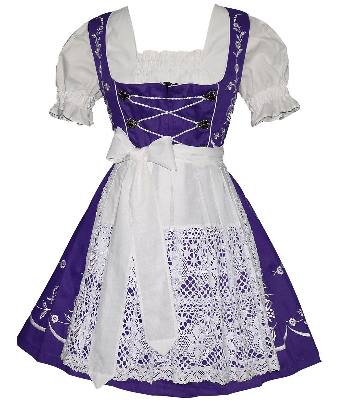 Sz 10 M Dirndl German Waitress Oktoberfest Dress Short Party Swing EMBROIDERED