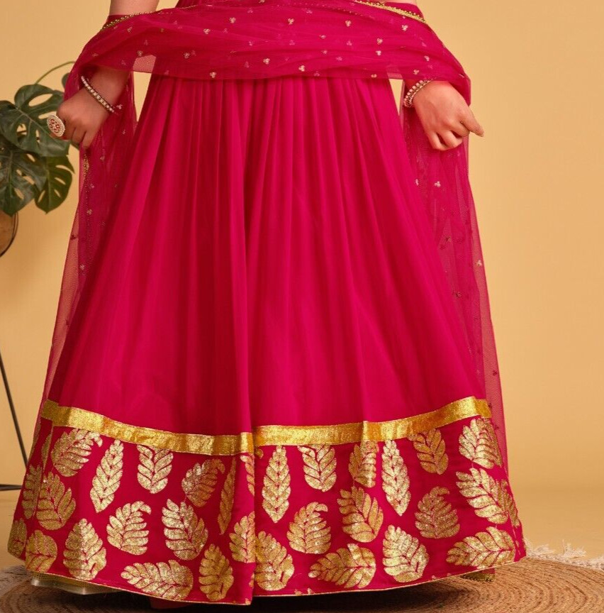 Stylish Georgette Lehenga Choli With Pink Net Dupatta For Indian Function Wear
