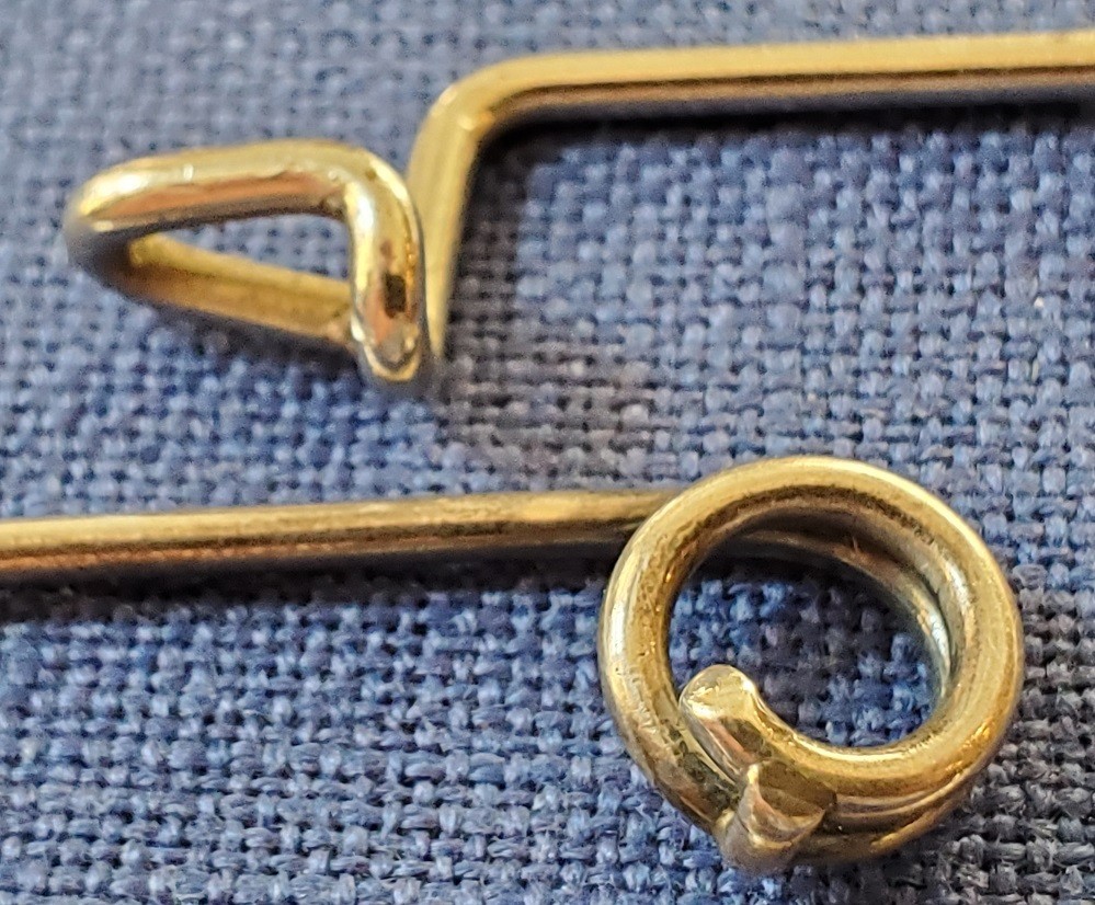 TWO ANTIQUE SCOTTISH KILT PINS BALMORAL HIGHLANDERS UNIFORM DESIGN NICKEL SILVER