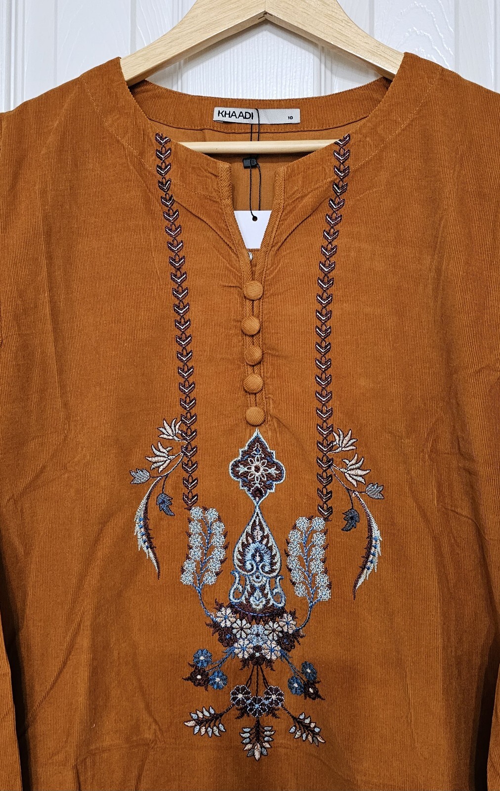 NWT KHAADI Size S/10 Embroidered Corduroy Kurti Fall Winter Pakistani Designer