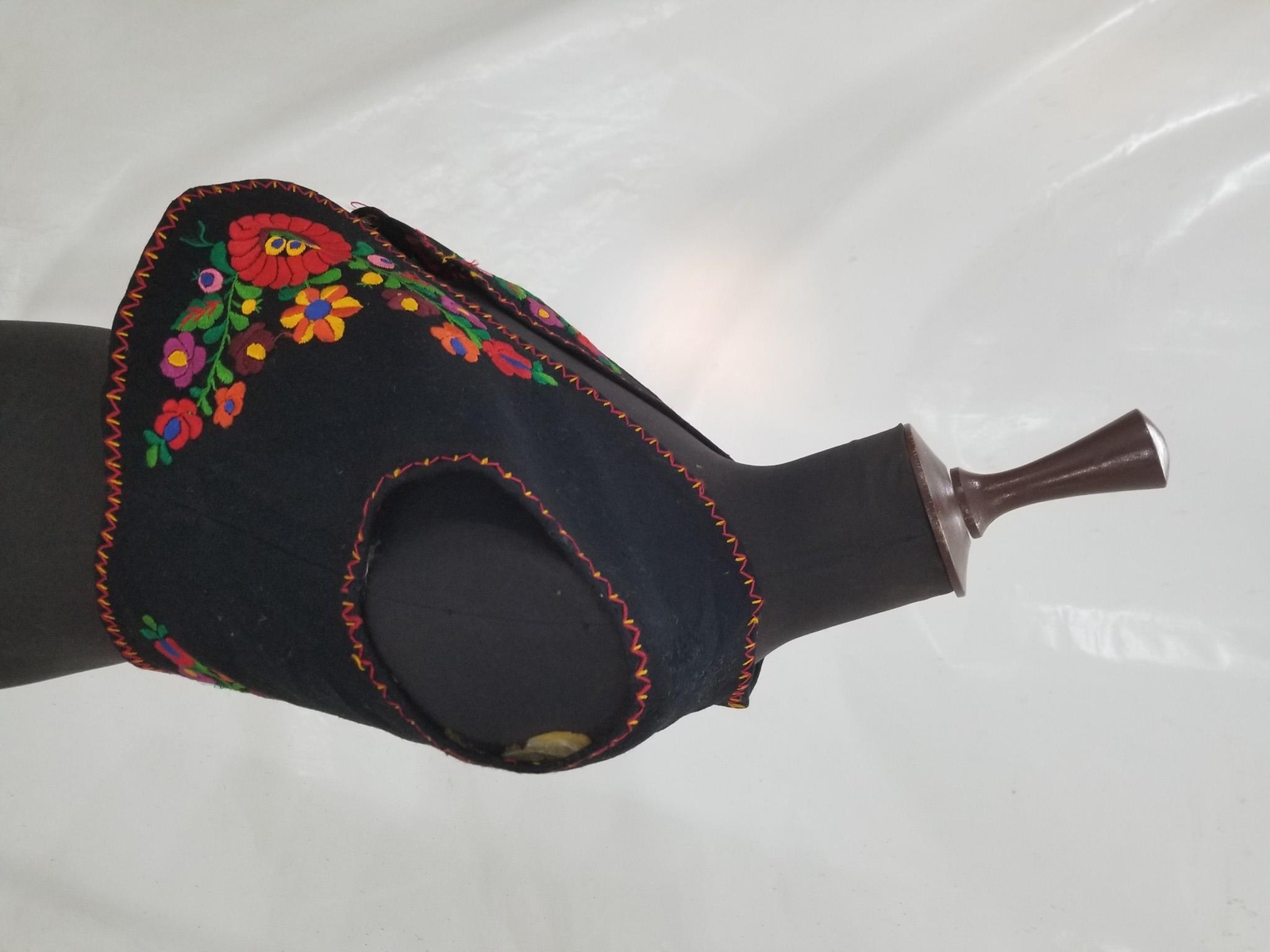 Vintage Traditional 1950s Hungarian Embroidered Wool Vest L:18, B:18, S:14 in