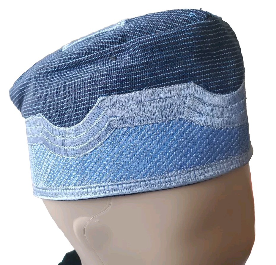 BLUE CAP ASO OKE TRADITIONAL ASO EBI FOR MEN/YOUTHS/BOYS. SIZE 24 1/2.