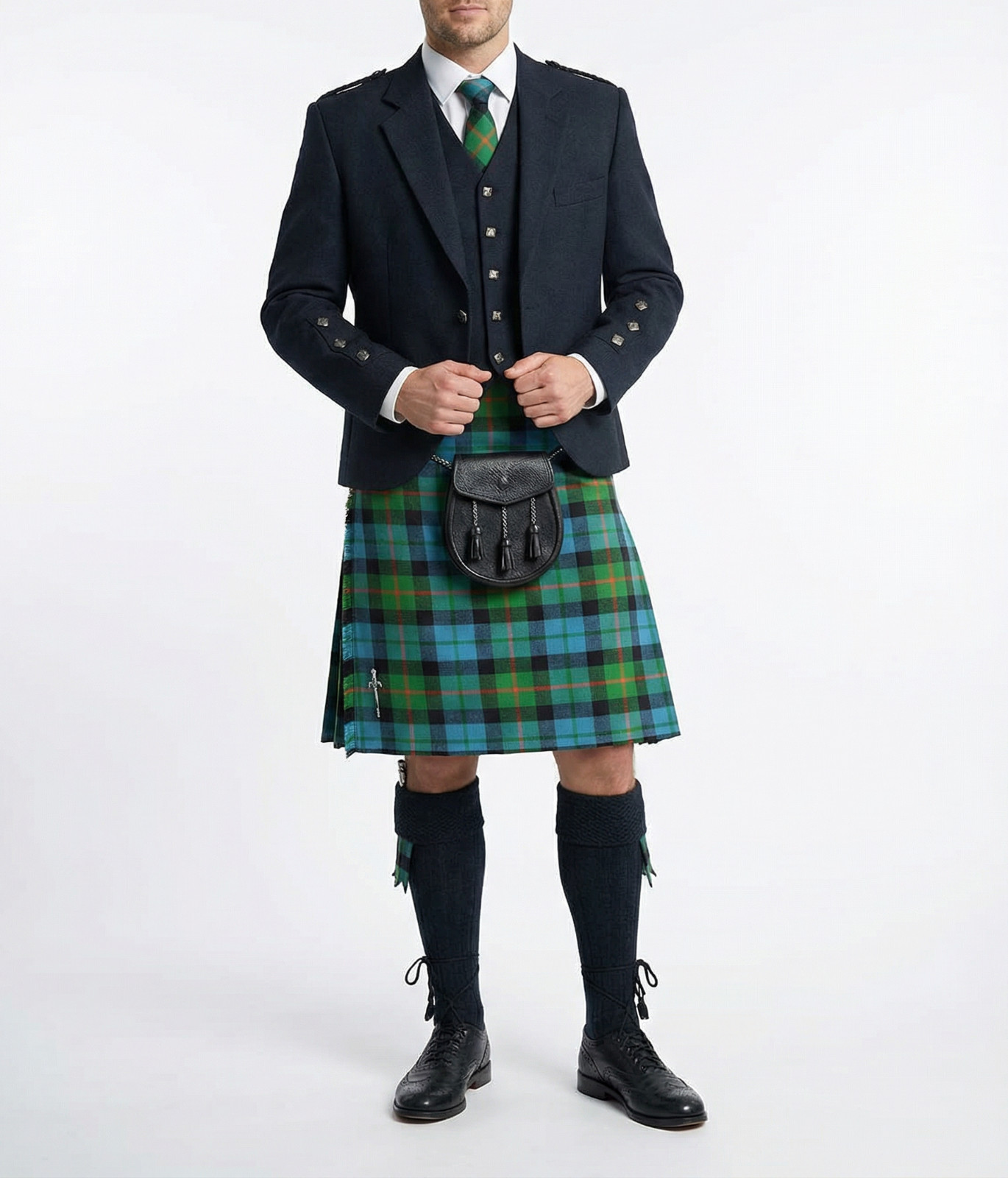 Gunn Ancient Tartan 8 Yard 12oz Weight Men’s Wool Blend Kilt