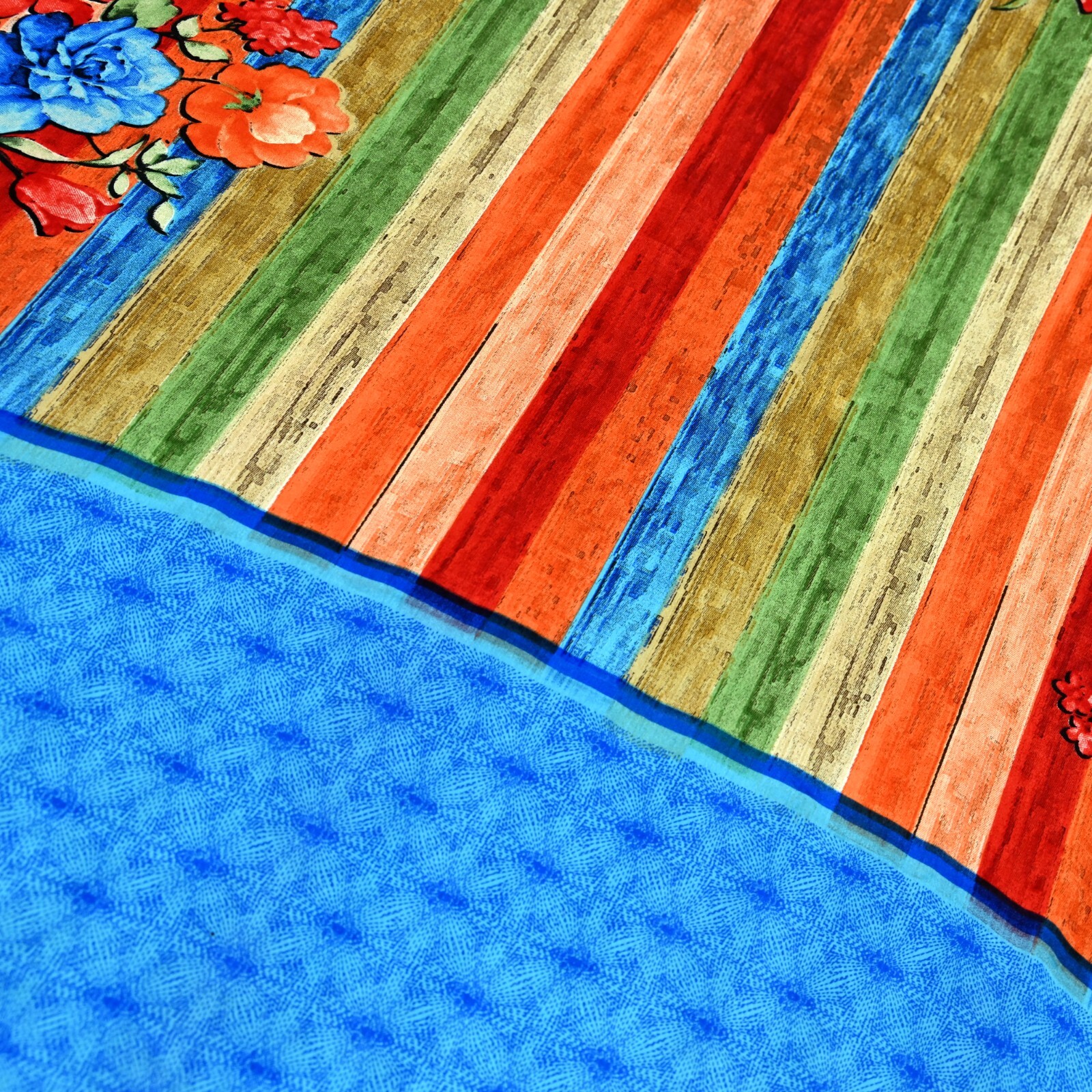 Vintage Saree Multi Satin Printed Sari 5yd Sewing Soft Craft Fabric Dress Making