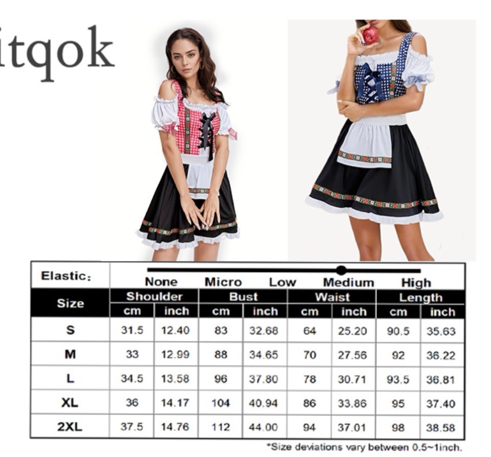 Oktoberfest Dirndl Dress Beer Fest Bavarian German XXL Costume Cosplay Carnival