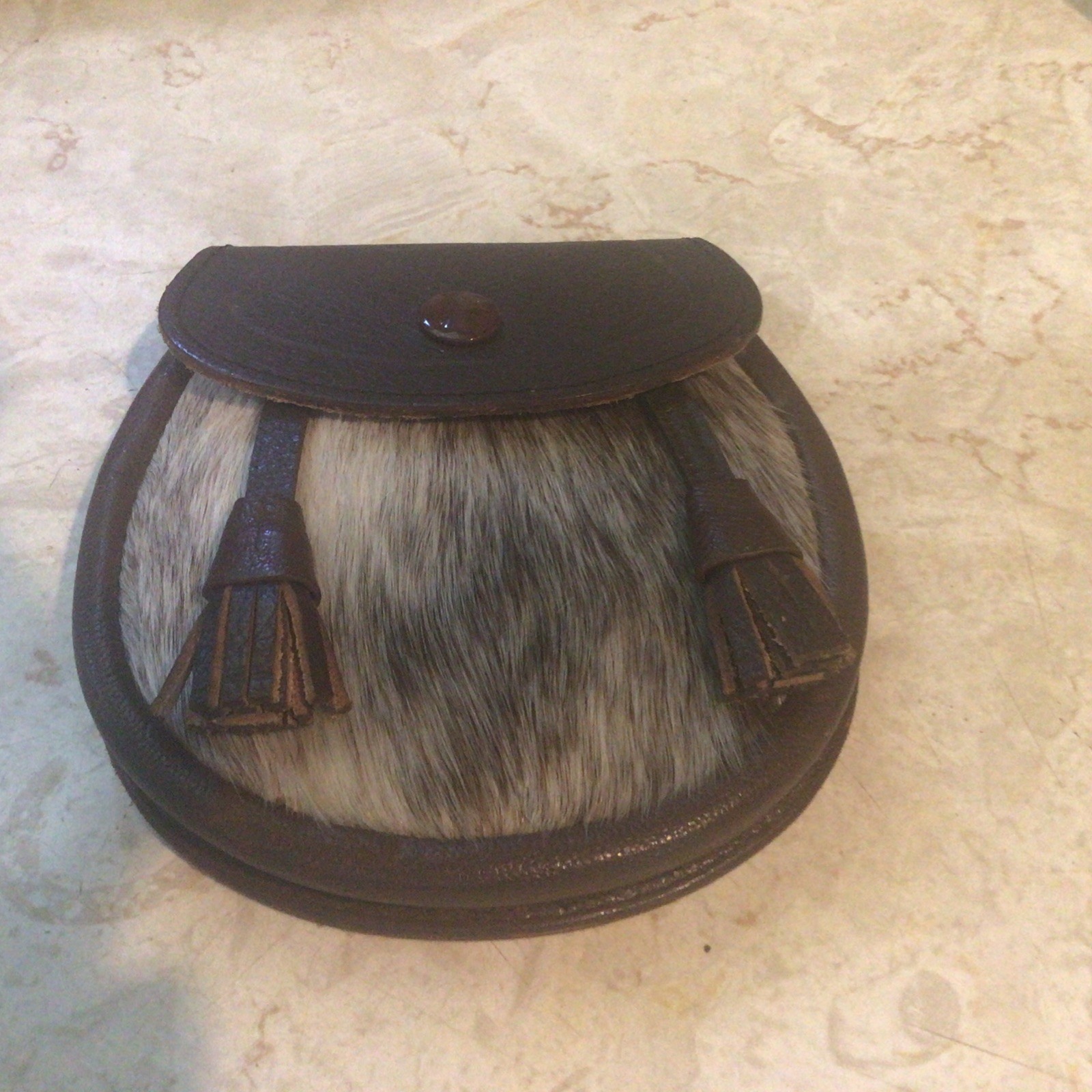 Sporran Leather Fur Purse Made In Scotland No Belt Animal Fur